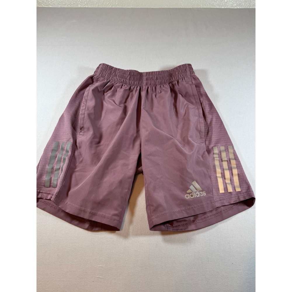 Adidas Kids Aeroready Athletic Shorts Mauve Purple Reflective Stripes XS 7 inch